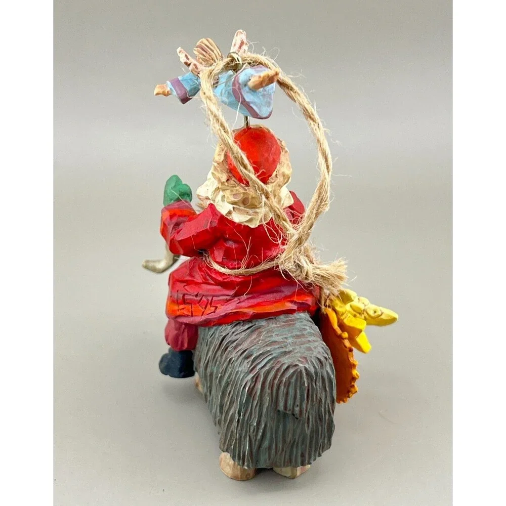 Vtg '95 Hallmark Keepsake Guiding Santa Ornament Folk Art Sun Moon Star Angel Ox
